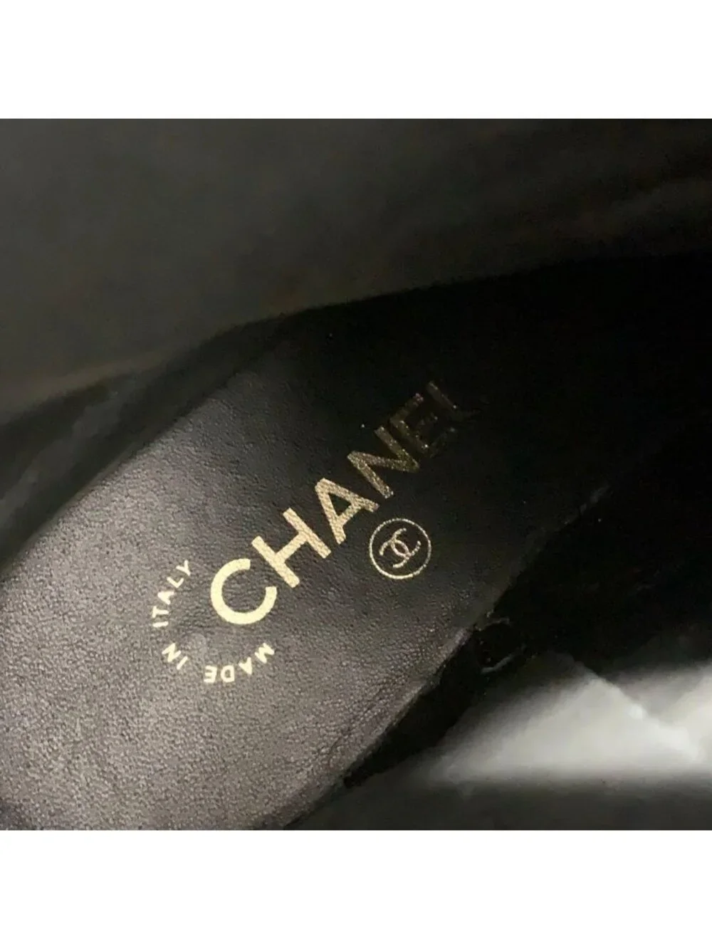 Chanel CC Logo Leather Lace Up Short Boots Black